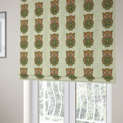 Freedom Printed Velvet Fabric Colourful Owl Animal Pattern Upholstery Fabric CTR-613 - Roman Blinds