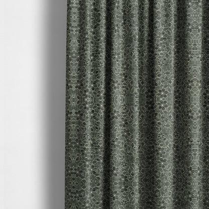 Davina Floral Pattern Textured Chenille Upholstery Curtain Fabric Grey Colour CTR-619 - Made To Measure Curtains