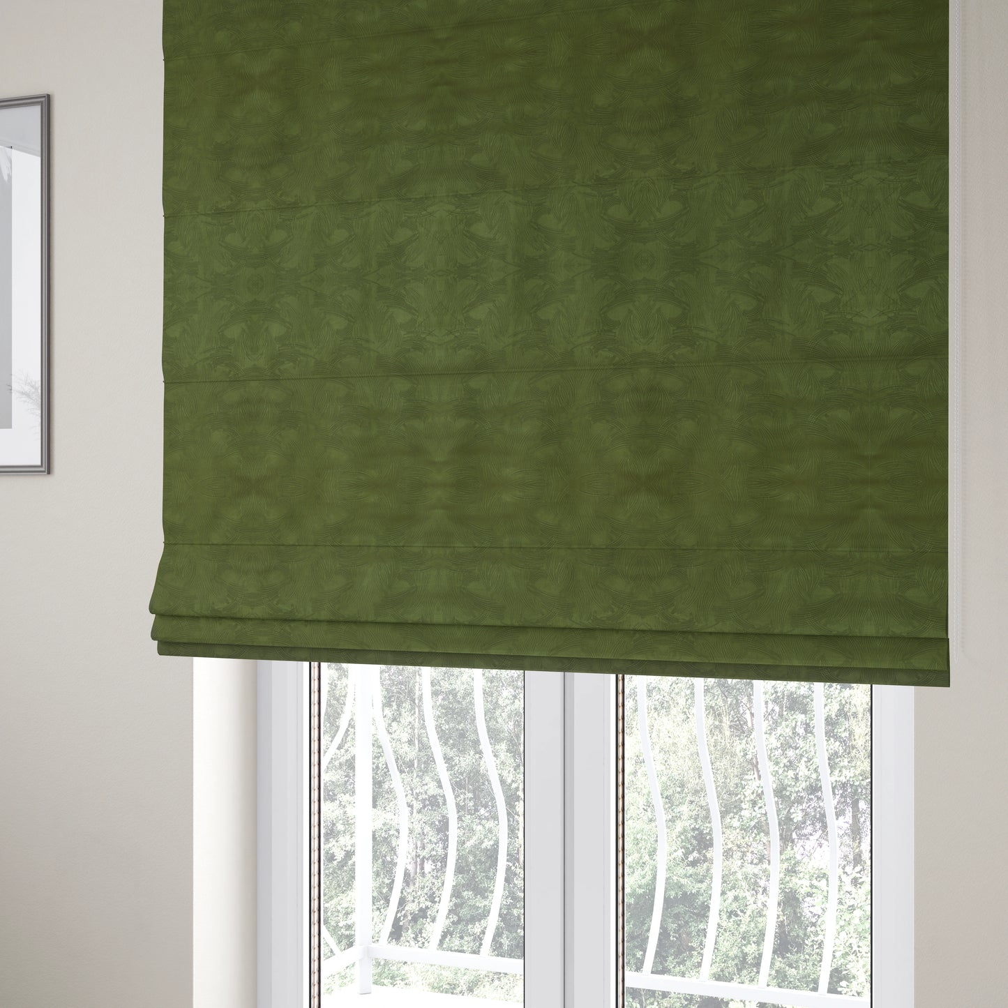 Cairo Moleskin Textured Dull Velvet Claw Pattern Curtain Furnishing Green Fabric CTR-623 - Roman Blinds