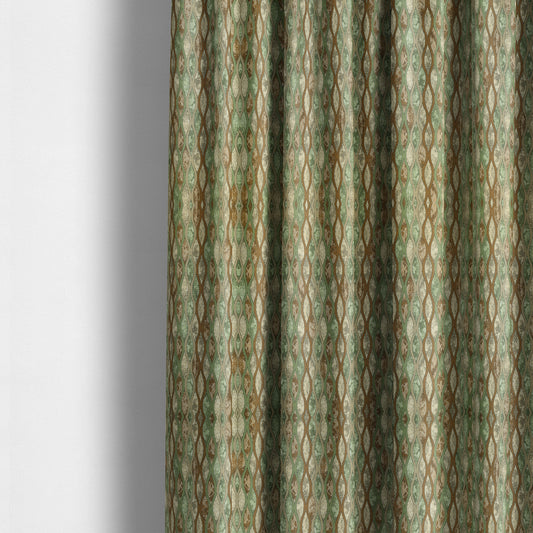 Jangwa Modern Two Tone Stripe Pattern Upholstery Curtains Green Brown Colour Fabric CTR-626 - Made To Measure Curtains