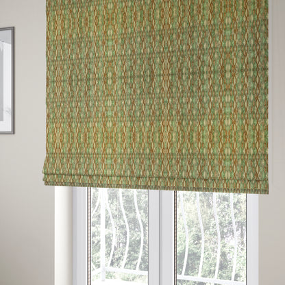 Jangwa Modern Two Tone Stripe Pattern Upholstery Curtains Green Brown Colour Fabric CTR-626 - Roman Blinds