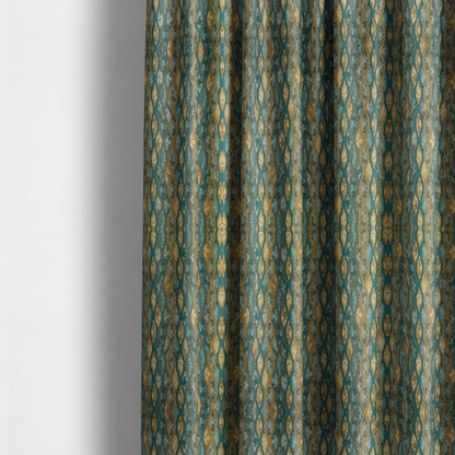 Jangwa Modern Two Tone Stripe Pattern Upholstery Curtains Gold Blue Colour Fabric CTR-627 - Made To Measure Curtains