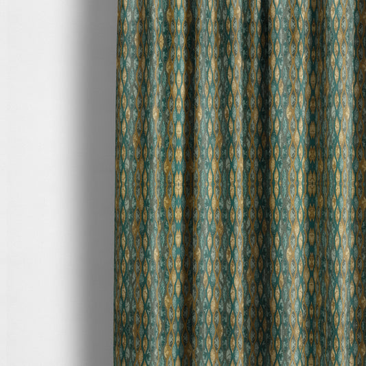 Jangwa Modern Two Tone Stripe Pattern Upholstery Curtains Gold Blue Colour Fabric CTR-627 - Made To Measure Curtains