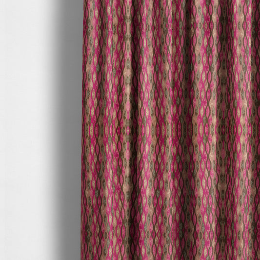 Jangwa Modern Two Tone Stripe Pattern Upholstery Curtains Brown Pink Colour Fabric CTR-628 - Made To Measure Curtains