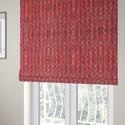 Jangwa Modern Two Tone Stripe Pattern Upholstery Curtains Brown Pink Colour Fabric CTR-628 - Roman Blinds