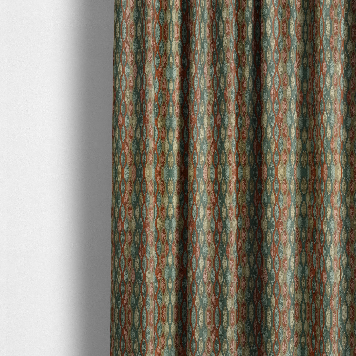 Jangwa Modern Two Tone Stripe Pattern Upholstery Curtains Orange Teal Colour Fabric CTR-629 - Made To Measure Curtains