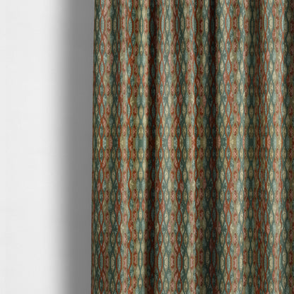 Jangwa Modern Two Tone Stripe Pattern Upholstery Curtains Orange Teal Colour Fabric CTR-629 - Made To Measure Curtains