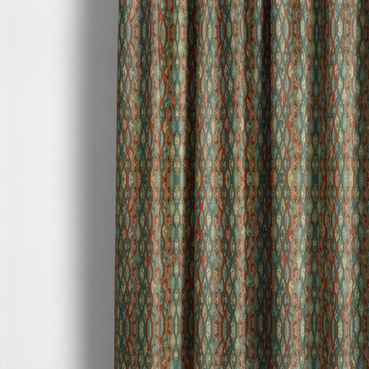 Jangwa Modern Two Tone Stripe Pattern Upholstery Curtains Orange Teal Colour Fabric CTR-629 - Made To Measure Curtains