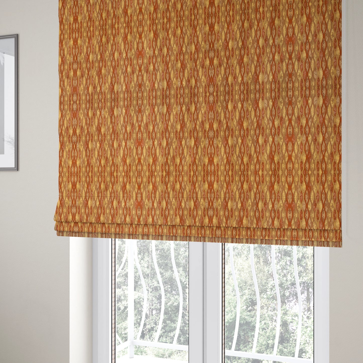 Jangwa Modern Two Tone Stripe Pattern Upholstery Curtains Yellow Orange Colour Fabric CTR-631 - Roman Blinds