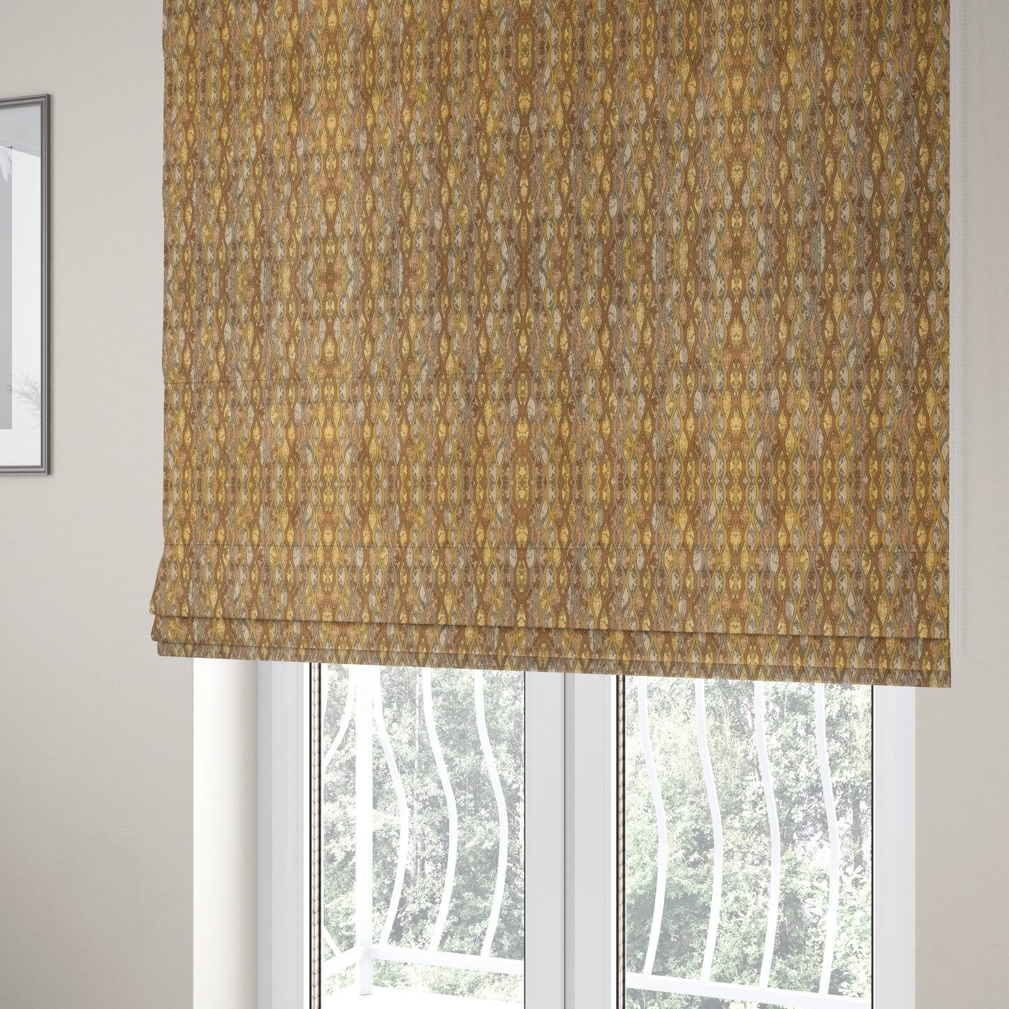 Jangwa Modern Two Tone Stripe Pattern Upholstery Curtains Gold Silver Colour Fabric CTR-632 - Roman Blinds