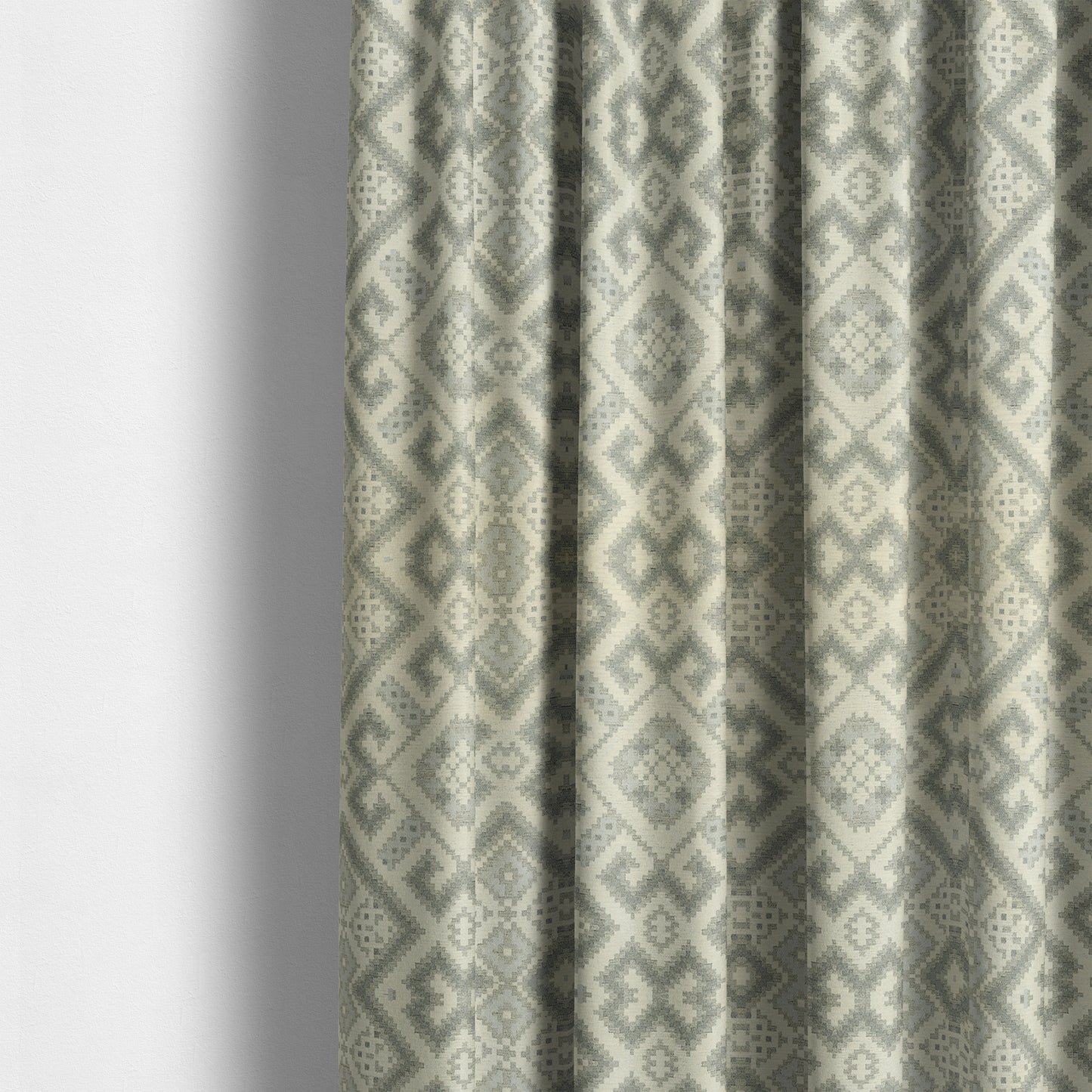 Inegal Modern Kilim Tetris Geometric Pattern Upholstery Furnishing Fabric In Silver CTR-636 - Made To Measure Curtains