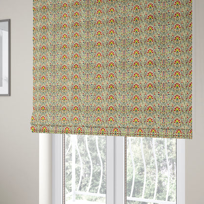 Freedom Printed Velvet Fabric Collection Chinese Oriental Inspired Pattern In Colorful Upholstery Fabric CTR-64 - Roman Blinds