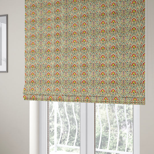 Freedom Printed Velvet Fabric Collection Chinese Oriental Inspired Pattern In Colorful Upholstery Fabric CTR-64 - Roman Blinds