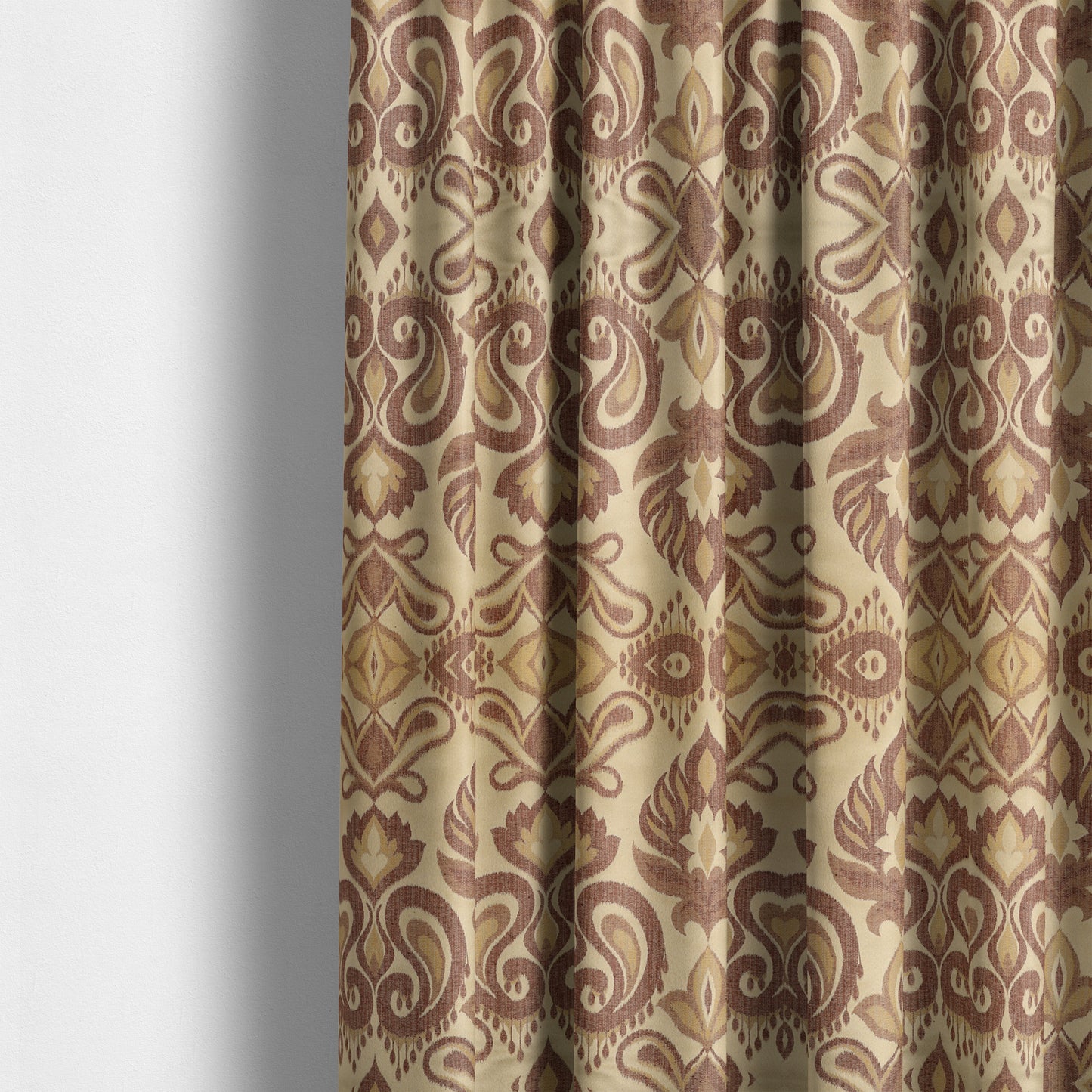 Menuett Floral Damask Pattern Upholstery Curtain Furnishing Fabric In Cream Bronze CTR-644 - Made To Measure Curtains