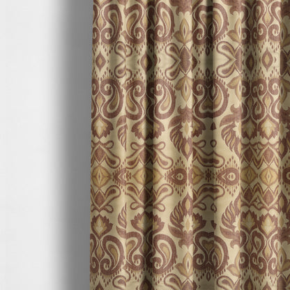 Menuett Floral Damask Pattern Upholstery Curtain Furnishing Fabric In Cream Bronze CTR-644 - Made To Measure Curtains