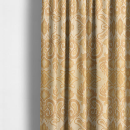 Menuett Floral Damask Pattern Upholstery Curtain Furnishing Fabric In Yellow CTR-645 - Made To Measure Curtains