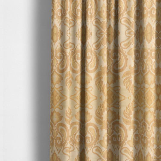 Menuett Floral Damask Pattern Upholstery Curtain Furnishing Fabric In Yellow CTR-645 - Made To Measure Curtains