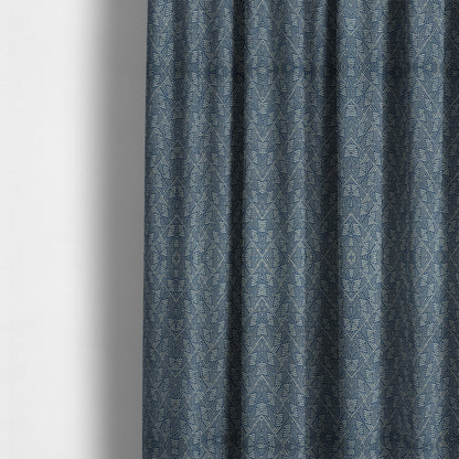 Act Semi Plain Pattern Chenille Textured Blue Colour Curtain Upholstery Fabric CTR-658 - Made To Measure Curtains