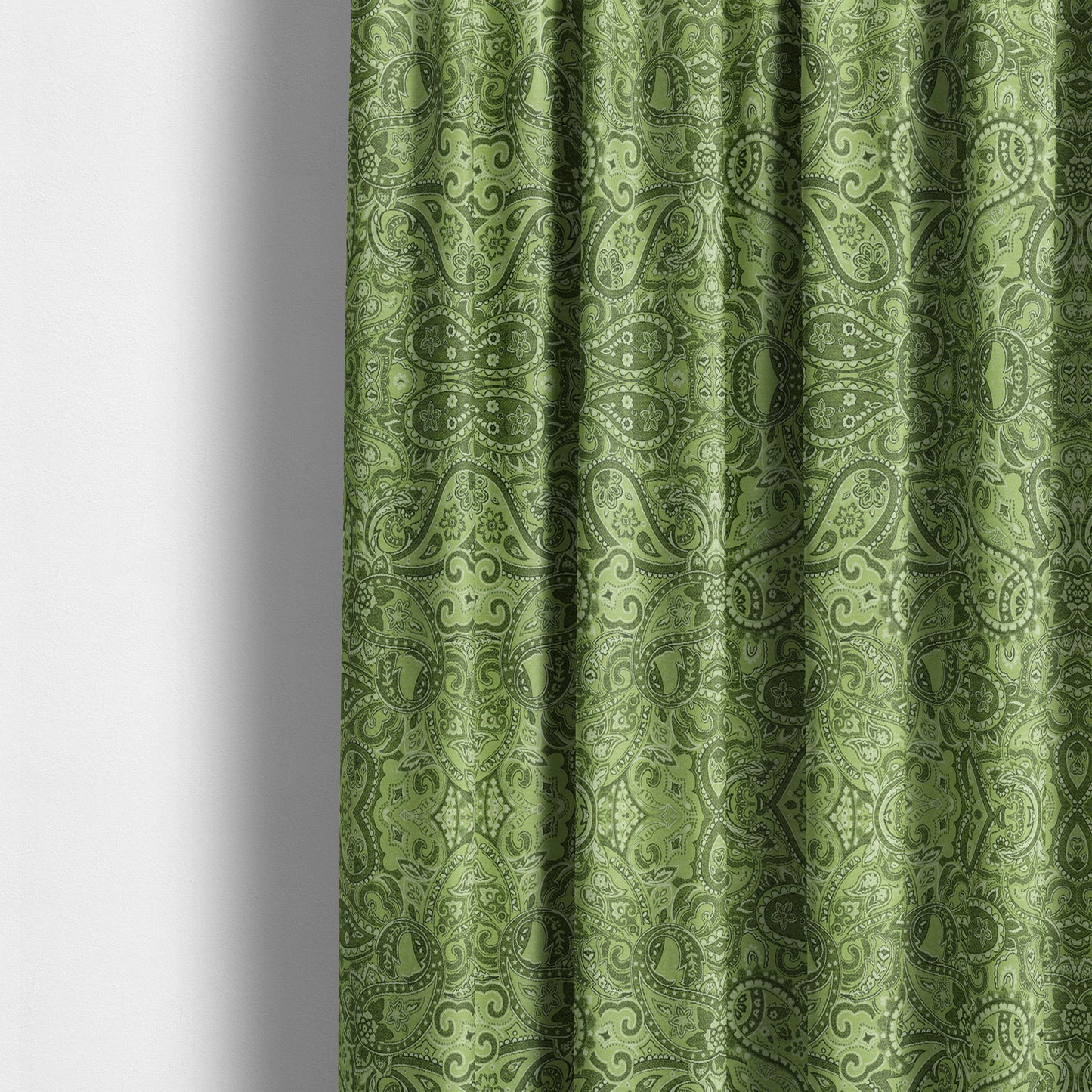 Bruges Life Paisley Pattern Green Chenille Upholstery Curtain Fabric CTR-662 - Made To Measure Curtains