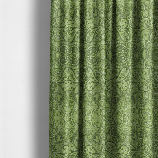 Bruges Life Paisley Pattern Green Chenille Upholstery Curtain Fabric CTR-662 - Made To Measure Curtains