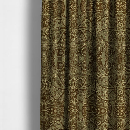 Bruges Life Paisley Pattern Brown Chenille Upholstery Curtain Fabric CTR-664 - Made To Measure Curtains