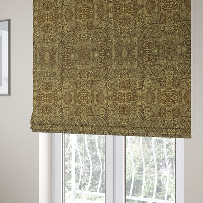 Bruges Life Paisley Pattern Brown Chenille Upholstery Curtain Fabric CTR-664 - Roman Blinds