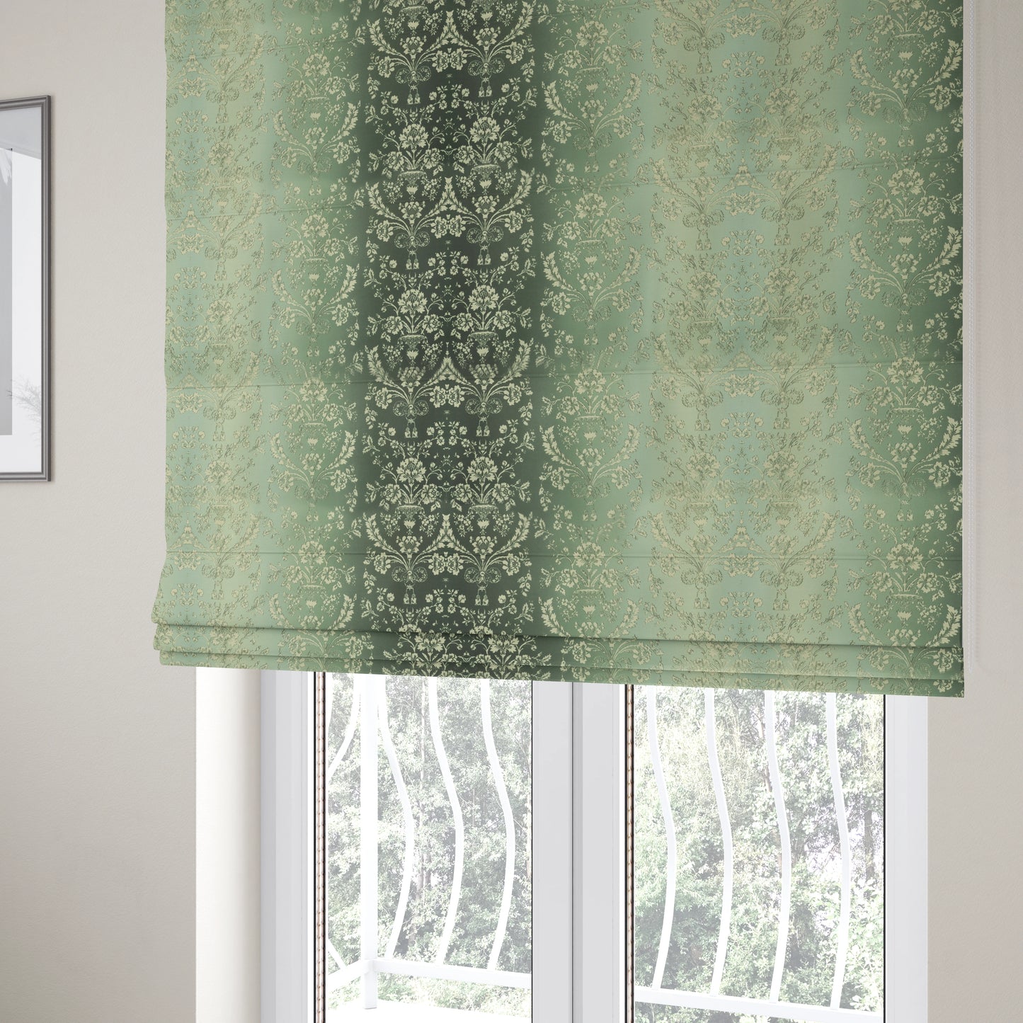 Freedom Printed Velvet Fabric Collection Damask Pattern Grey Colour Upholstery Fabric CTR-67 - Roman Blinds