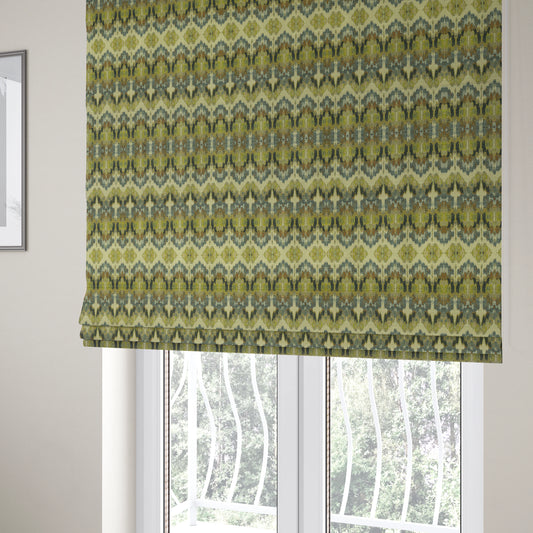 Bruges Stripe Zig Zag Chevron Green Blue Chenille Jacquard Upholstery Fabrics CTR-673 - Roman Blinds