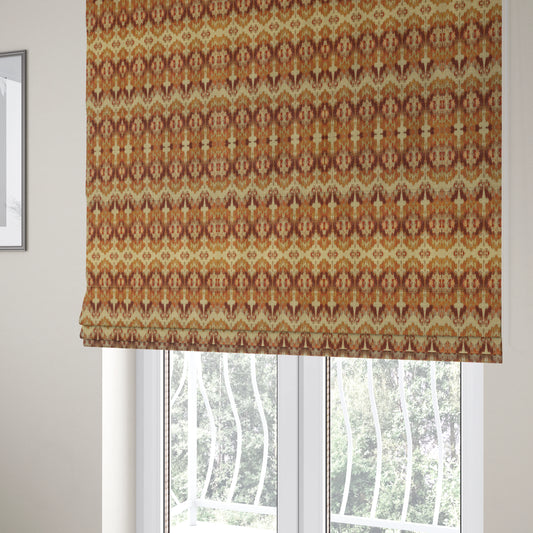 Bruges Stripe Zig Zag Striped Chevron Orange Red Chenille Jacquard Upholstery Fabrics CTR-675 - Roman Blinds