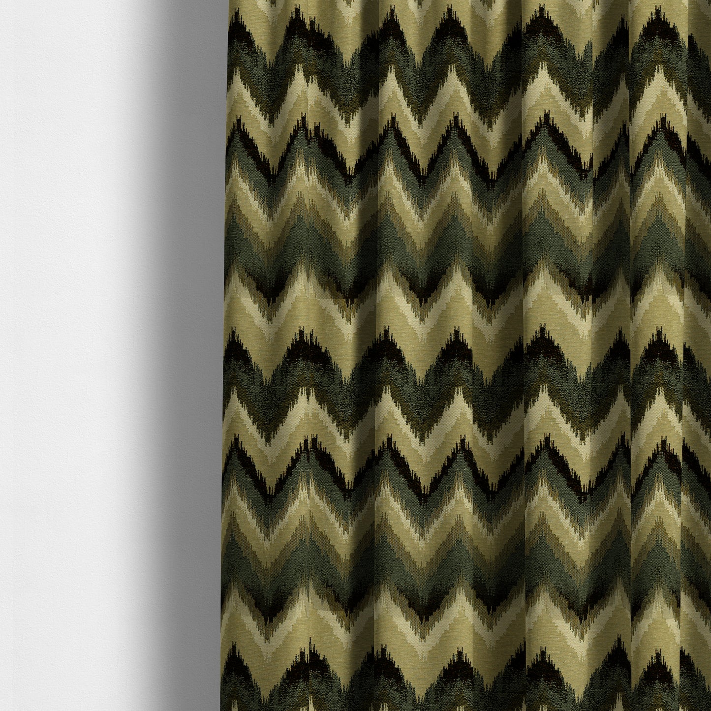 Bruges Stripe Chevron Black Grey Green Chenille Quality Jacquard Upholstery Fabrics CTR-677 - Made To Measure Curtains