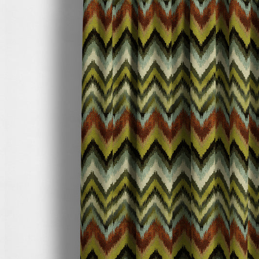 Bruges Stripe Chevron Blue Red Green Chenille Quality Jacquard Upholstery Fabric CTR-678 - Made To Measure Curtains