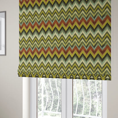 Bruges Stripe Chevron Blue Red Green Chenille Quality Jacquard Upholstery Fabric CTR-678 - Roman Blinds