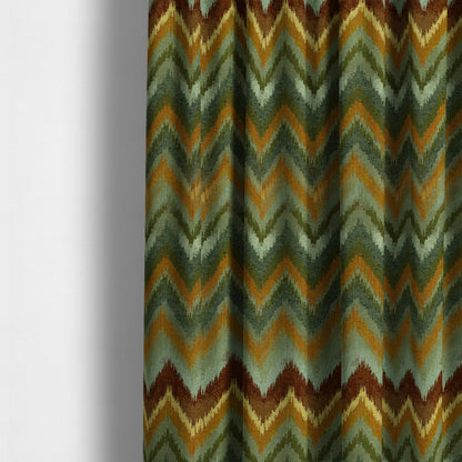 Bruges Stripe Chevron Blue Green Orange Chenille Quality Jacquard Upholstery Fabrics CTR-679 - Made To Measure Curtains