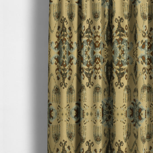 Bruges Life Traditional Pattern In Beige Blue Chenille Jacquard Upholstery Fabrics CTR-686 - Made To Measure Curtains