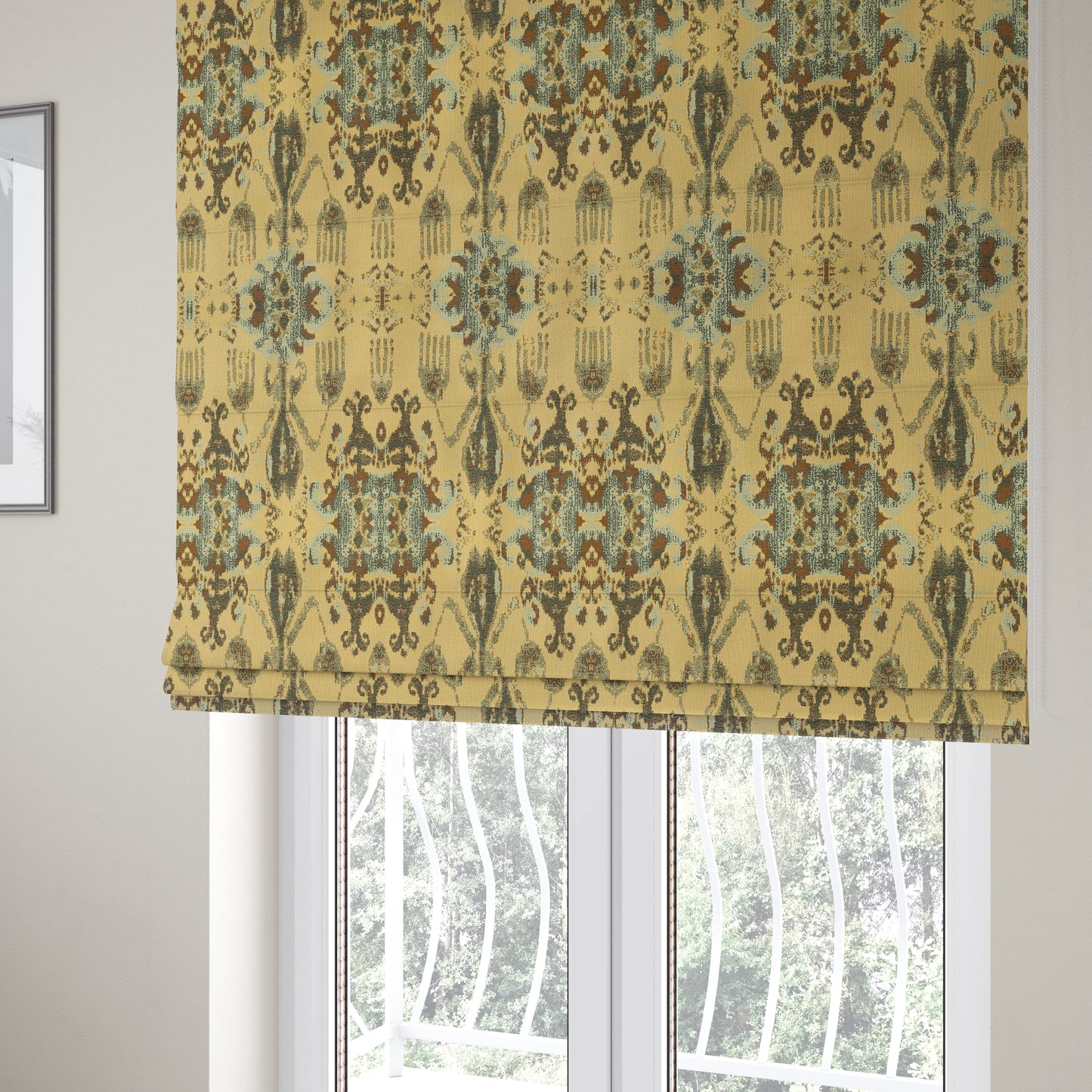 Bruges Life Traditional Pattern In Beige Blue Chenille Jacquard Upholstery Fabrics CTR-686 - Roman Blinds