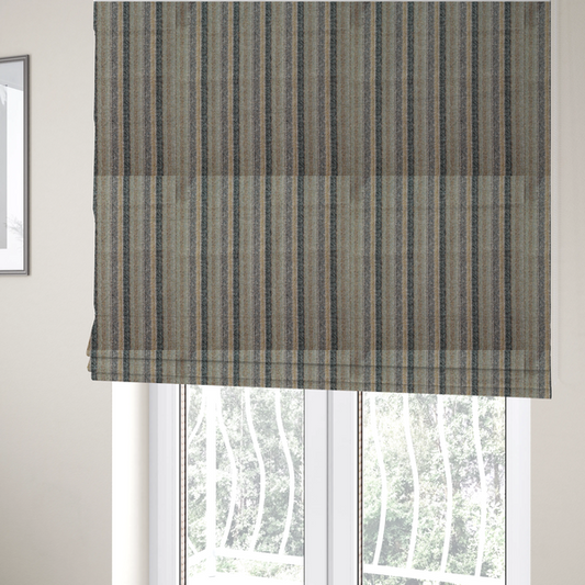 Bruges Stripe Vertical Striped Pattern Sea Grass Green Blue Colour Jacquard Upholstery Fabrics CTR-692 - Roman Blinds