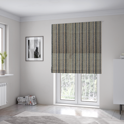 Bruges Stripe Vertical Striped Pattern Sea Grass Green Blue Colour Jacquard Upholstery Fabrics CTR-692 - Roman Blinds