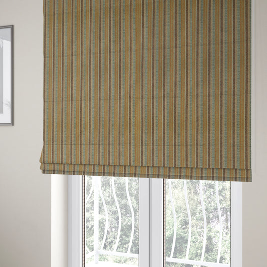 Bruges Stripe Vertical Striped Pattern Yellow Blue Red Colour Jacquard Upholstery Fabrics CTR-693 - Roman Blinds