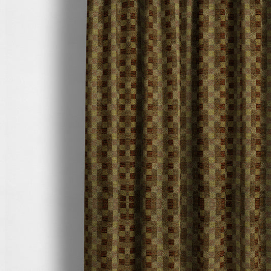 Bruges Stripe Geometric Square Pattern Red Orange Colour Upholstery Fabrics CTR-700 - Made To Measure Curtains