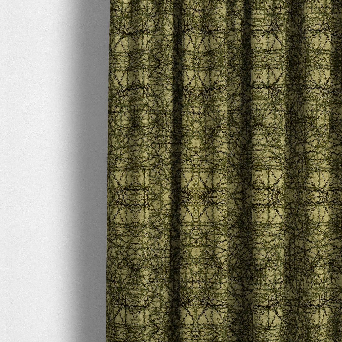 Bruges Modern Jacquard Tapestry Barbed Wire Pattern Green Beige Chenille Upholstery Fabric CTR-705 - Made To Measure Curtains