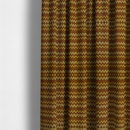 Bruges Stripe Tapestry Chevron Pattern Orange Red Colour Chenille Upholstery Fabrics CTR-707 - Made To Measure Curtains