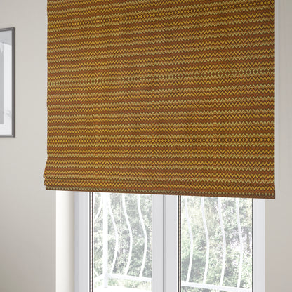 Bruges Stripe Tapestry Chevron Pattern Orange Red Colour Chenille Upholstery Fabrics CTR-707 - Roman Blinds