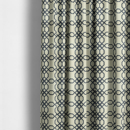 Freedom Printed Velvet Fabric Collection Modern Pattern In Blue Colour Upholstery Fabric CTR-71 - Made To Measure Curtains