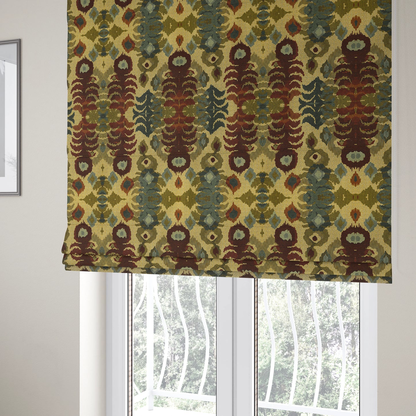 Bruges Life Wild Jungle Stripe Pattern Red Blue Green Jacquard Upholstery Fabrics CTR-712 - Roman Blinds