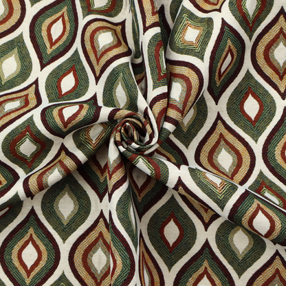 Bruges Life Tuilp Onion Eye Lid Pattern Red Green Orange Jacquard Upholstery Fabric CTR-713