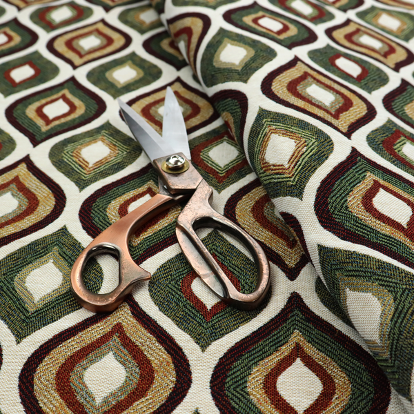 Bruges Life Tuilp Onion Eye Lid Pattern Red Green Orange Jacquard Upholstery Fabric CTR-713