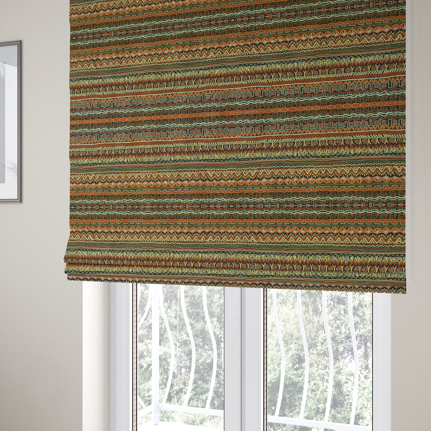 Bruges Stripe Multi Geometric Shaped Stripe Pattern Black Chenille Upholstery Fabric CTR-718 - Roman Blinds