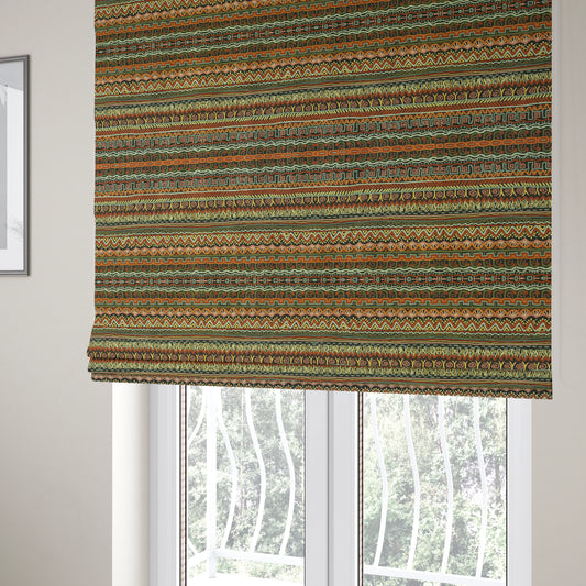 Bruges Stripe Multi Geometric Shaped Stripe Pattern Black Chenille Upholstery Fabric CTR-718 - Roman Blinds