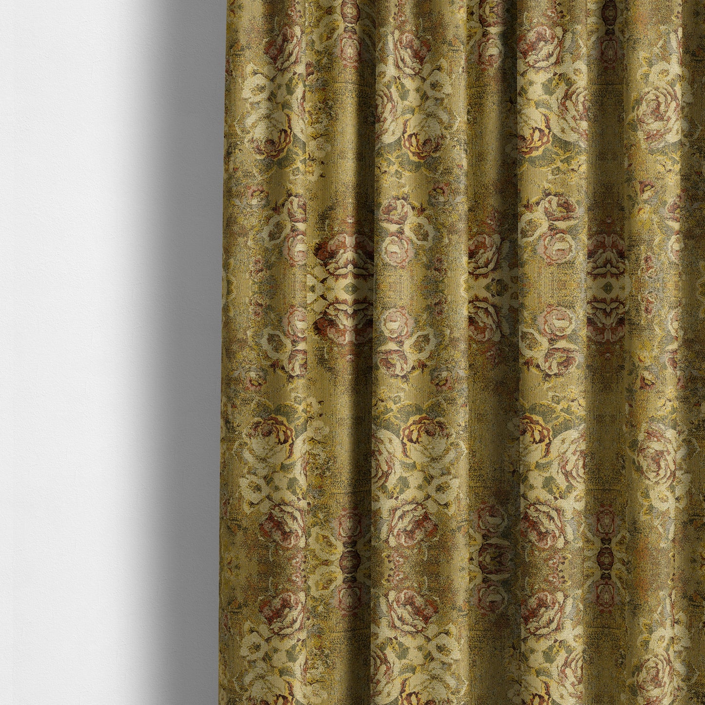 Bruges Life All Over Floral Pattern Green Colour Chenille Jacquard Upholstery Fabrics CTR-724 - Made To Measure Curtains