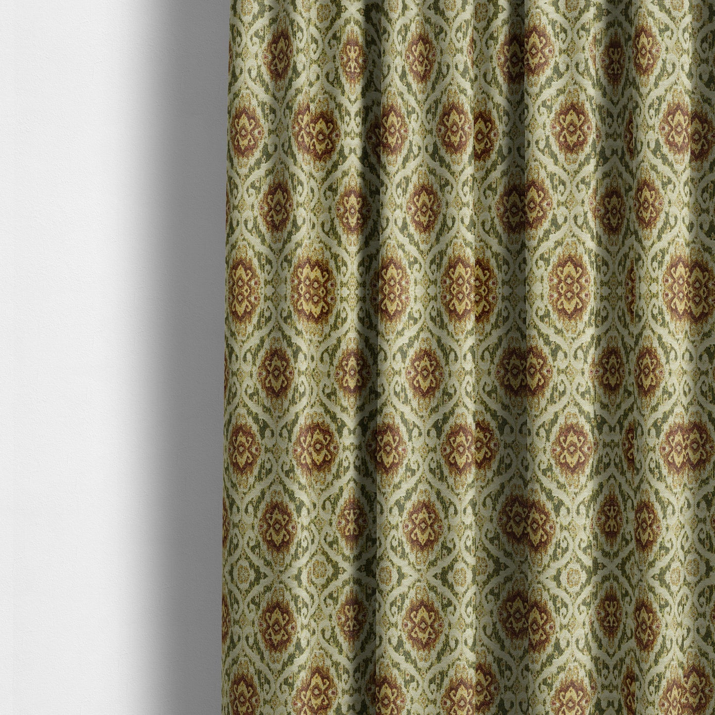 Bruges Modern Green White All Over Damask Pattern Chenille Jacquard Upholstery Fabrics CTR-726 - Made To Measure Curtains